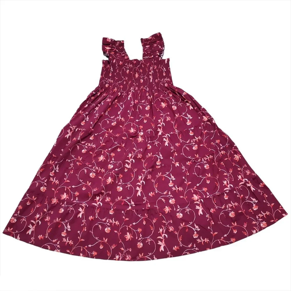 Hill House Burgundy Floral Midi Dress - Picture 4 of 9